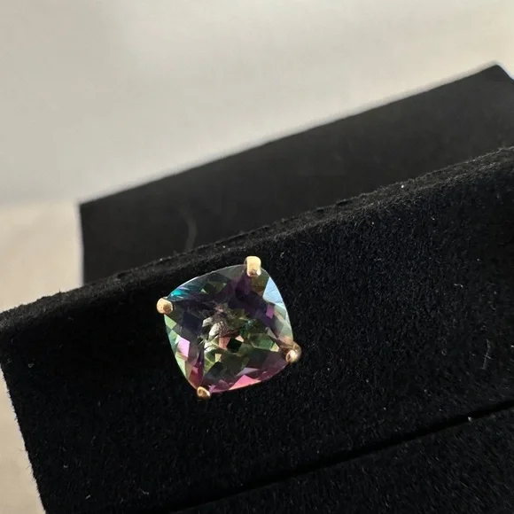 Mystic Topaz 14k Gold Pierced Earrings - Picture 5 of 10